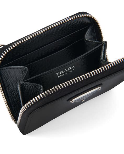 prada porta carte|Black Saffiano Leather Card Holder .